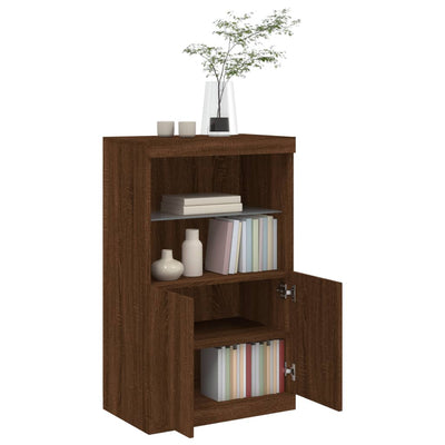 Senkki LED-valoilla ruskea tammi 60,5x37x100 cm