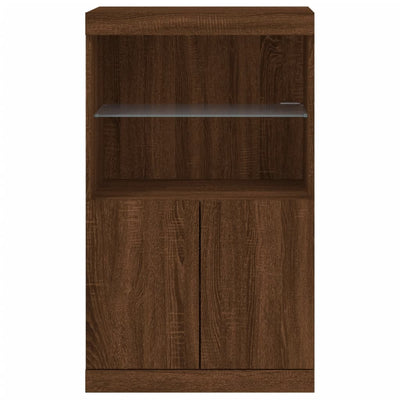 Senkki LED-valoilla ruskea tammi 60,5x37x100 cm