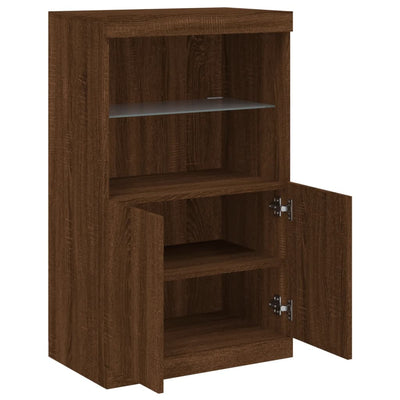 Senkki LED-valoilla ruskea tammi 60,5x37x100 cm