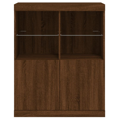 Senkki LED-valoilla ruskea tammi 81x37x100 cm