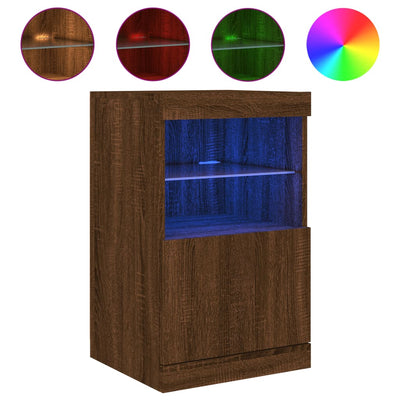 Senkki LED-valoilla ruskea tammi 41x37x67 cm