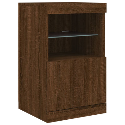 Senkki LED-valoilla ruskea tammi 41x37x67 cm