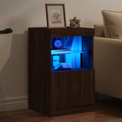 Senkki LED-valoilla ruskea tammi 41x37x67 cm
