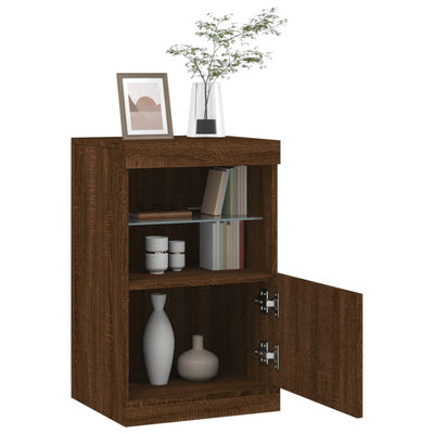 Senkki LED-valoilla ruskea tammi 41x37x67 cm