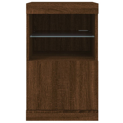 Senkki LED-valoilla ruskea tammi 41x37x67 cm