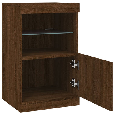 Senkki LED-valoilla ruskea tammi 41x37x67 cm
