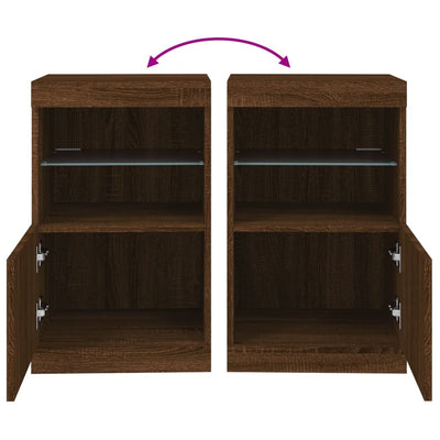 Senkki LED-valoilla ruskea tammi 41x37x67 cm