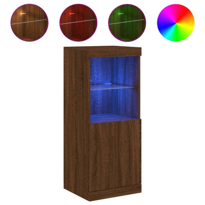 Senkki LED-valoilla ruskea tammi 41x37x100 cm