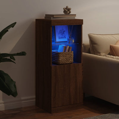 Senkki LED-valoilla ruskea tammi 41x37x100 cm