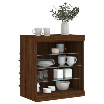 Senkki LED-valoilla ruskea tammi 60,5x37x67 cm