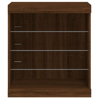 Ruskea tammi senkki led-valoilla Beckett 60,5x37x67cm