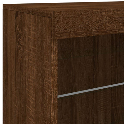 Senkki LED-valoilla ruskea tammi 60,5x37x67 cm