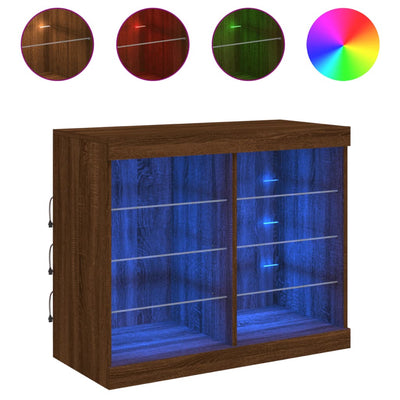 Senkki LED-valoilla ruskea tammi 81x37x67 cm