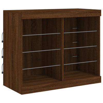Senkki LED-valoilla ruskea tammi 81x37x67 cm