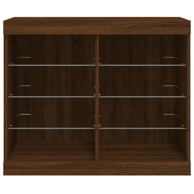 Senkki LED-valoilla ruskea tammi 81x37x67 cm