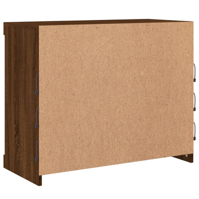 Senkki LED-valoilla ruskea tammi 81x37x67 cm