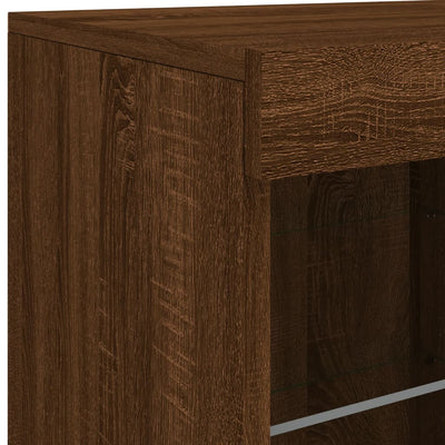 Senkki LED-valoilla ruskea tammi 81x37x67 cm