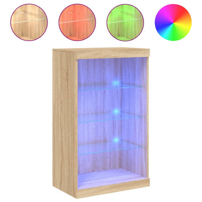 Senkki LED-valoilla Sonoma-tammi 60,5x37x100 cm