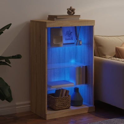 Senkki LED-valoilla Sonoma-tammi 60,5x37x100 cm