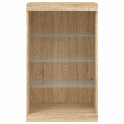 Senkki LED-valoilla Sonoma-tammi 60,5x37x100 cm