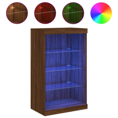 Senkki LED-valoilla ruskea tammi 60,5x37x100 cm