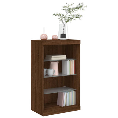 Senkki LED-valoilla ruskea tammi 60,5x37x100 cm