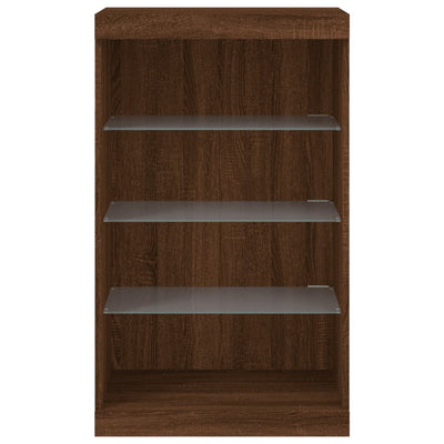 Senkki LED-valoilla ruskea tammi 60,5x37x100 cm