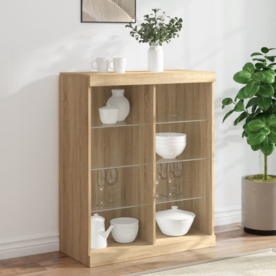 Senkki LED-valoilla Sonoma-tammi 81x37x100 cm