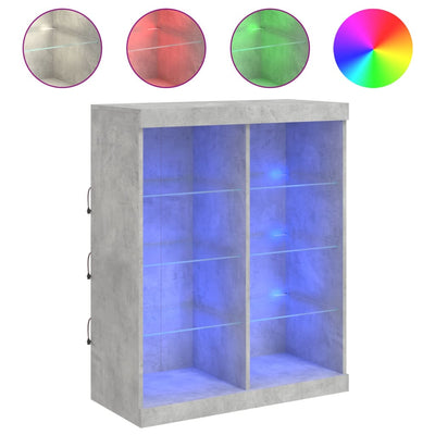 Senkki LED-valoilla betoninharmaa 81x37x100 cm