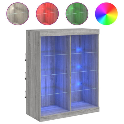 Senkki LED-valoilla harmaa Sonoma 81x37x100 cm