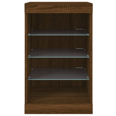 Senkki LED-valoilla ruskea tammi 41x37x67 cm