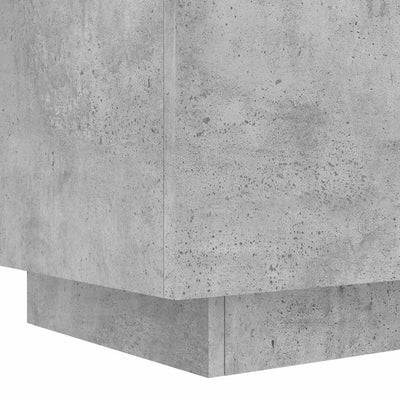 Betoninharmaa yöpöytä led-valoilla Suina (2 kpl, puinen)