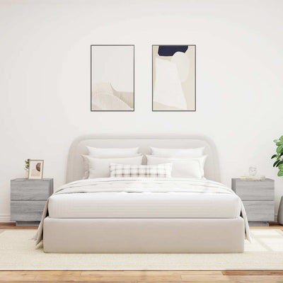 Harmaa yöpöytä led-valoilla Suina (2 kpl sonoma puinen)