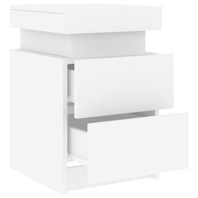 Yöpöydät LED-valoilla 2 kpl valkoinen 35x39x55 cm