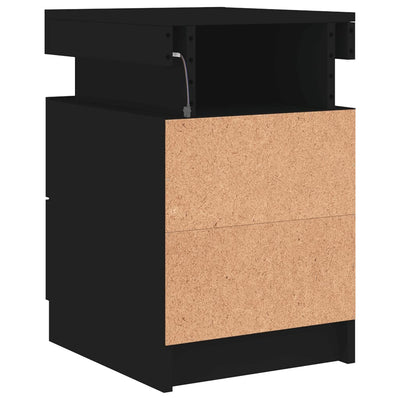Yöpöytä LED-valoilla musta 35x39x55 cm