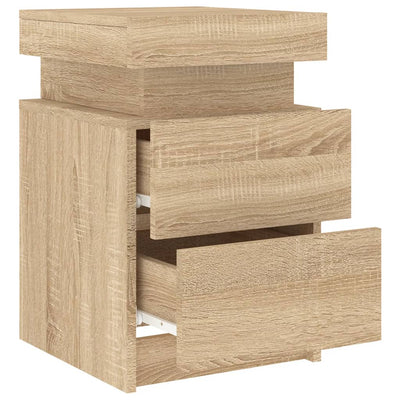 Yöpöytä LED-valoilla Sonoma-tammi 35x39x55 cm