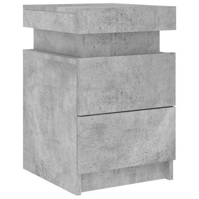 Yöpöydät LED-valoilla 2 kpl betoninharmaa 35x39x55 cm