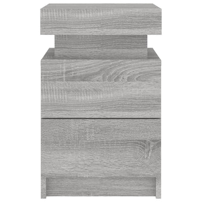 Yöpöytä LED-valoilla harmaa Sonoma 35x39x55 cm