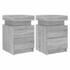 Harmaa yöpöydät led-valoilla Leucia 35x39x55cm (2 kpl)