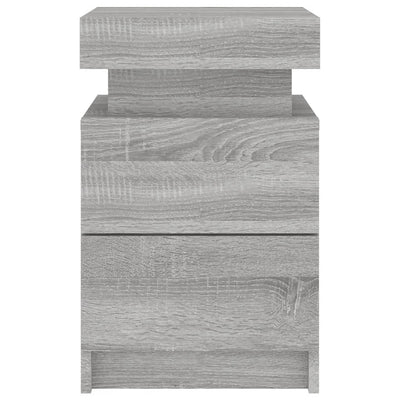 Yöpöydät LED-valoilla 2 kpl harmaa Sonoma 35x39x55 cm