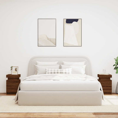 Ruskea tammi yöpöydät led-valoilla Leucia 35x39x55cm (2 kpl)