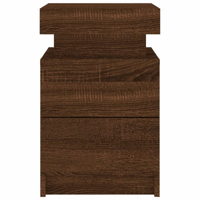 Yöpöydät LED-valoilla 2 kpl ruskea tammi 35x39x55 cm