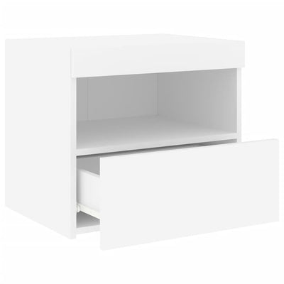Yöpöytä LED-valoilla valkoinen 50x40x45 cm