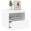 Yöpöytä LED-valoilla 2 kpl valkoinen 50x40x45 cm