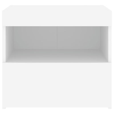 Yöpöytä LED-valoilla 2 kpl valkoinen 50x40x45 cm
