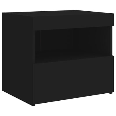 Yöpöydät LED-valoilla 2 kpl musta 50x40x45 cm