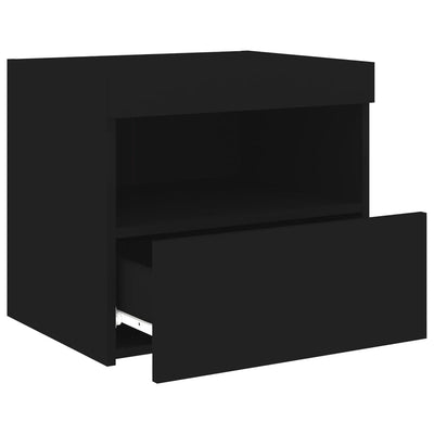Yöpöydät LED-valoilla 2 kpl musta 50x40x45 cm