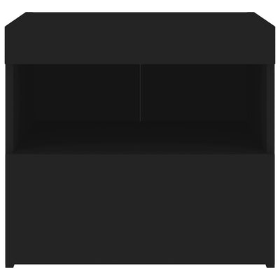 Yöpöydät LED-valoilla 2 kpl musta 50x40x45 cm