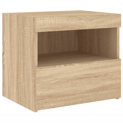Yöpöytä LED-valoilla Sonoma-tammi 50x40x45 cm
