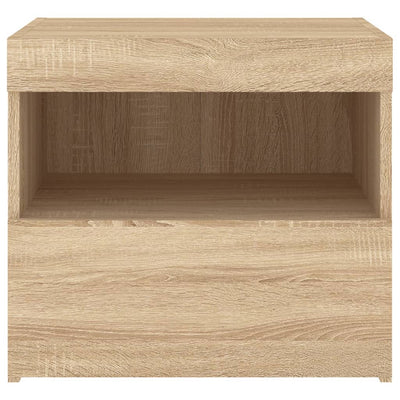 Yöpöytä LED-valoilla Sonoma-tammi 50x40x45 cm